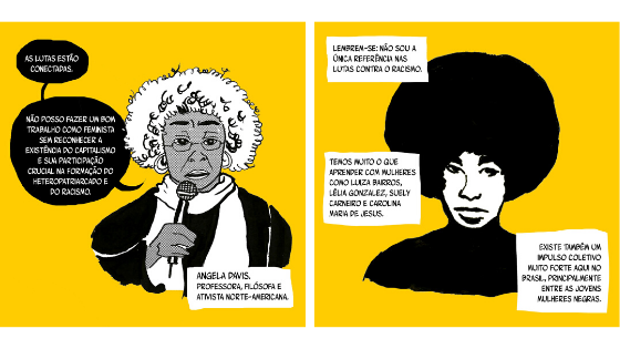 A quadrinista Marília Marz registrou em HQ a vinda da filósofa e militante do movimento negro norte-americano a São Paulo