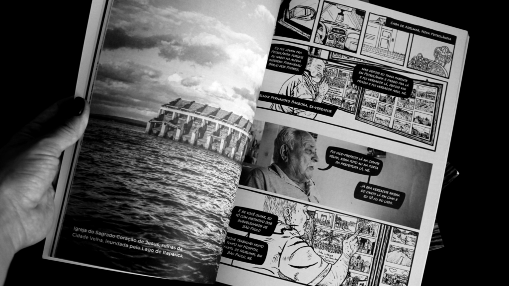 HQ de Gabriela Güllich e João Velozo mostra histórias da transposição de um dos mais importantes cursos d'água da América do Sul por meio do jornalismo em quadrinhos