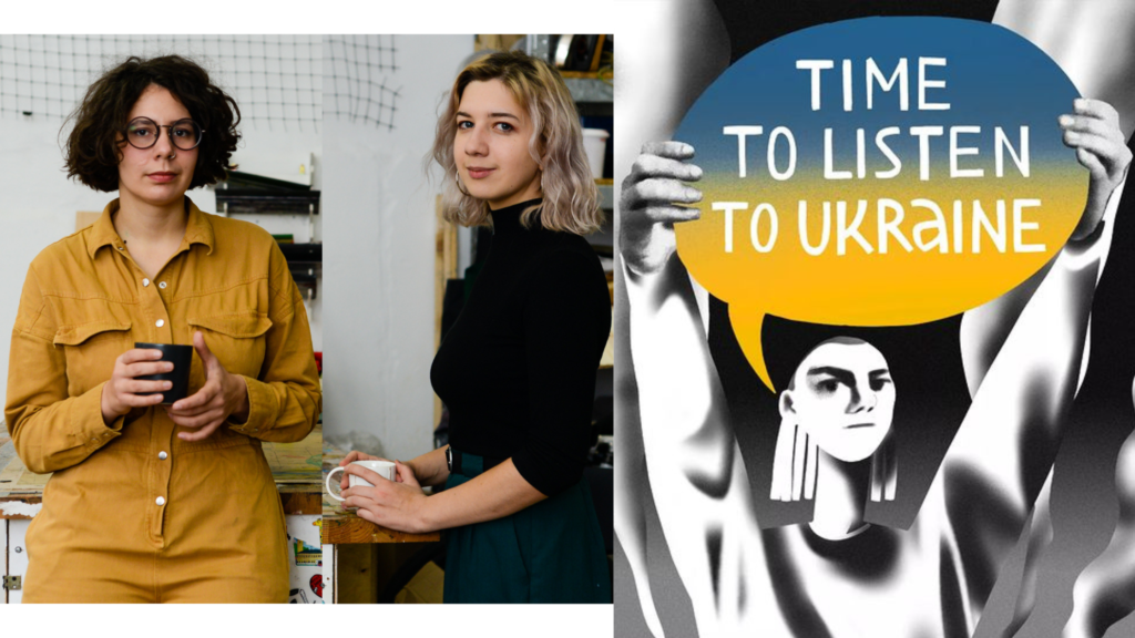 Conversamos com Anna Ivanenko e Jenya Polosina, artistas ucranianas que estão produzindo ilustrações, quadrinhos, fotos, textos e projetos voluntários para informar ao mundo sobre a realidade que o país está vivendo